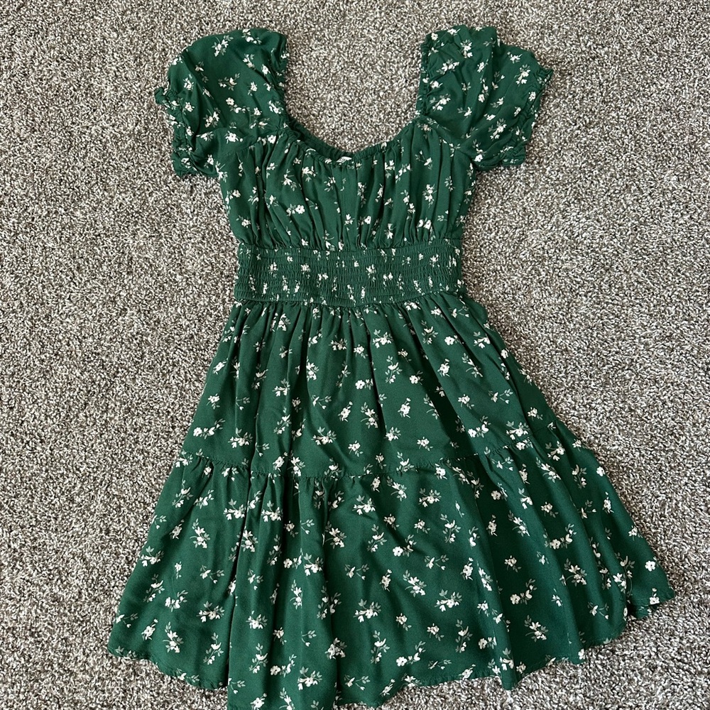 Hollister Green Floral Dress